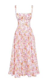 PINK PRINT MIDI SUNDRESS