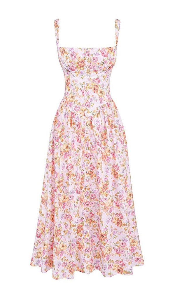 PINK PRINT MIDI SUNDRESS