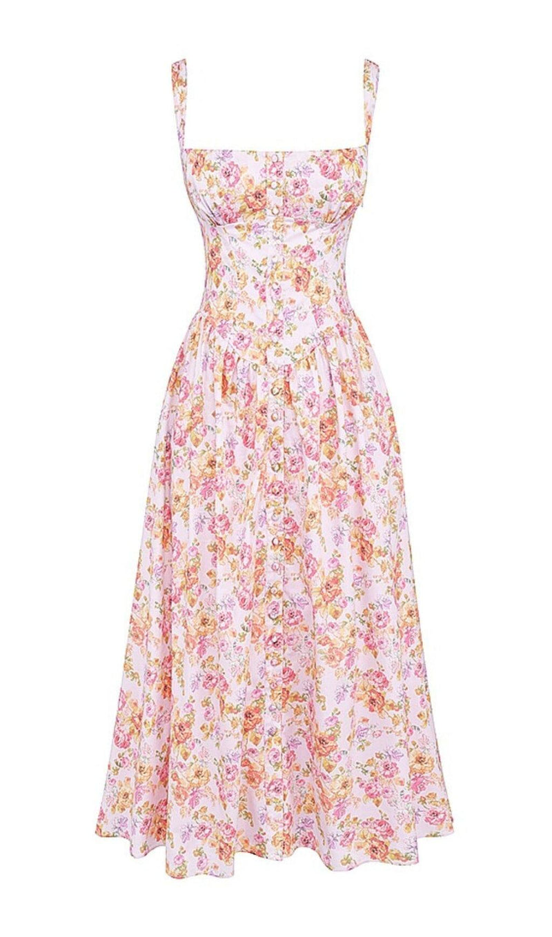 PINK PRINT MIDI SUNDRESS