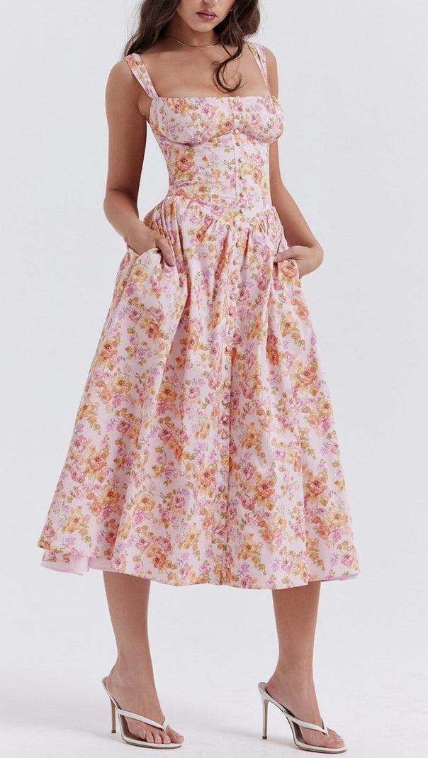 AIIZIE PINK PRINT MIDI SUNDRESS - product image