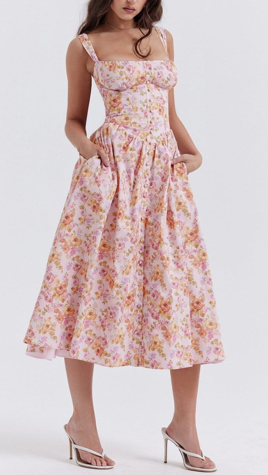 PINK PRINT MIDI-SOMMERKLEID