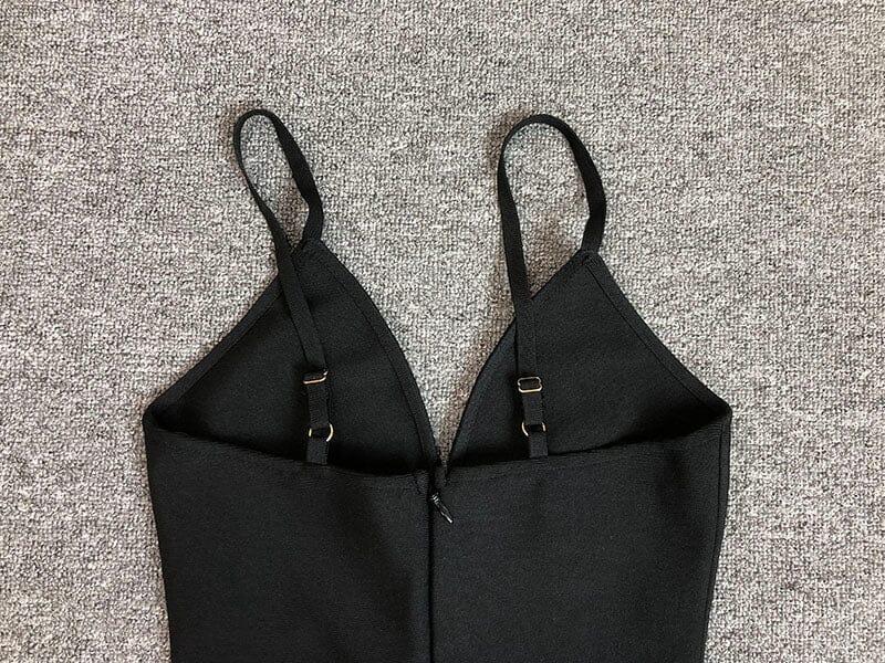 MINI ABITO A FASCIA CON DECORAZIONI DI DIAMANTI NERI