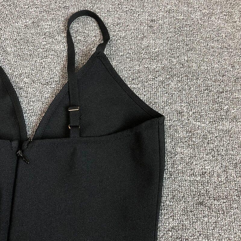 MINI ABITO A FASCIA CON DECORAZIONI DI DIAMANTI NERI