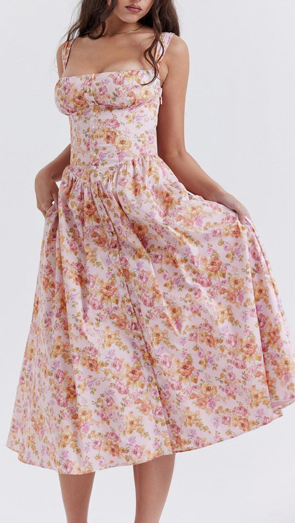 AIIZIE PINK PRINT MIDI SUNDRESS - product image