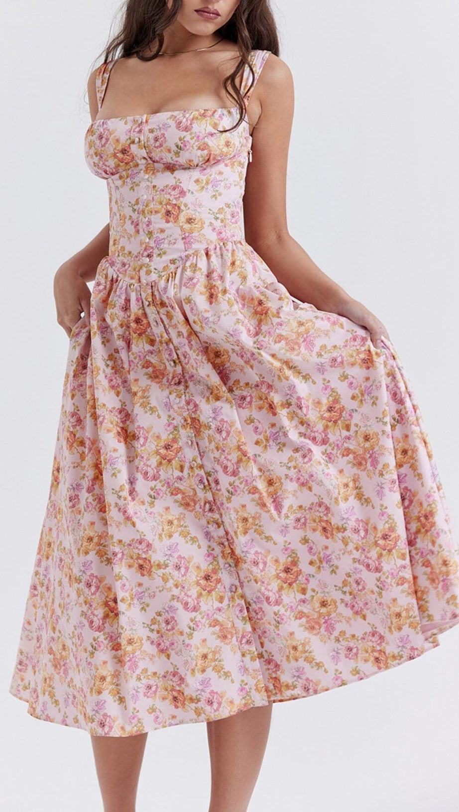 PINK PRINT MIDI-SOMMERKLEID