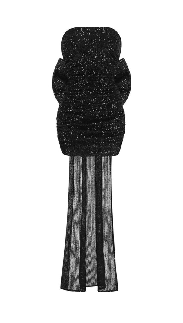 AIIZIE BLACK STRAPLESS BOW MINI DRESS - product image
