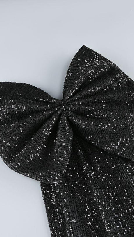 MINI ABITO NERO SENZA SPALLINE CON FIOCCO 