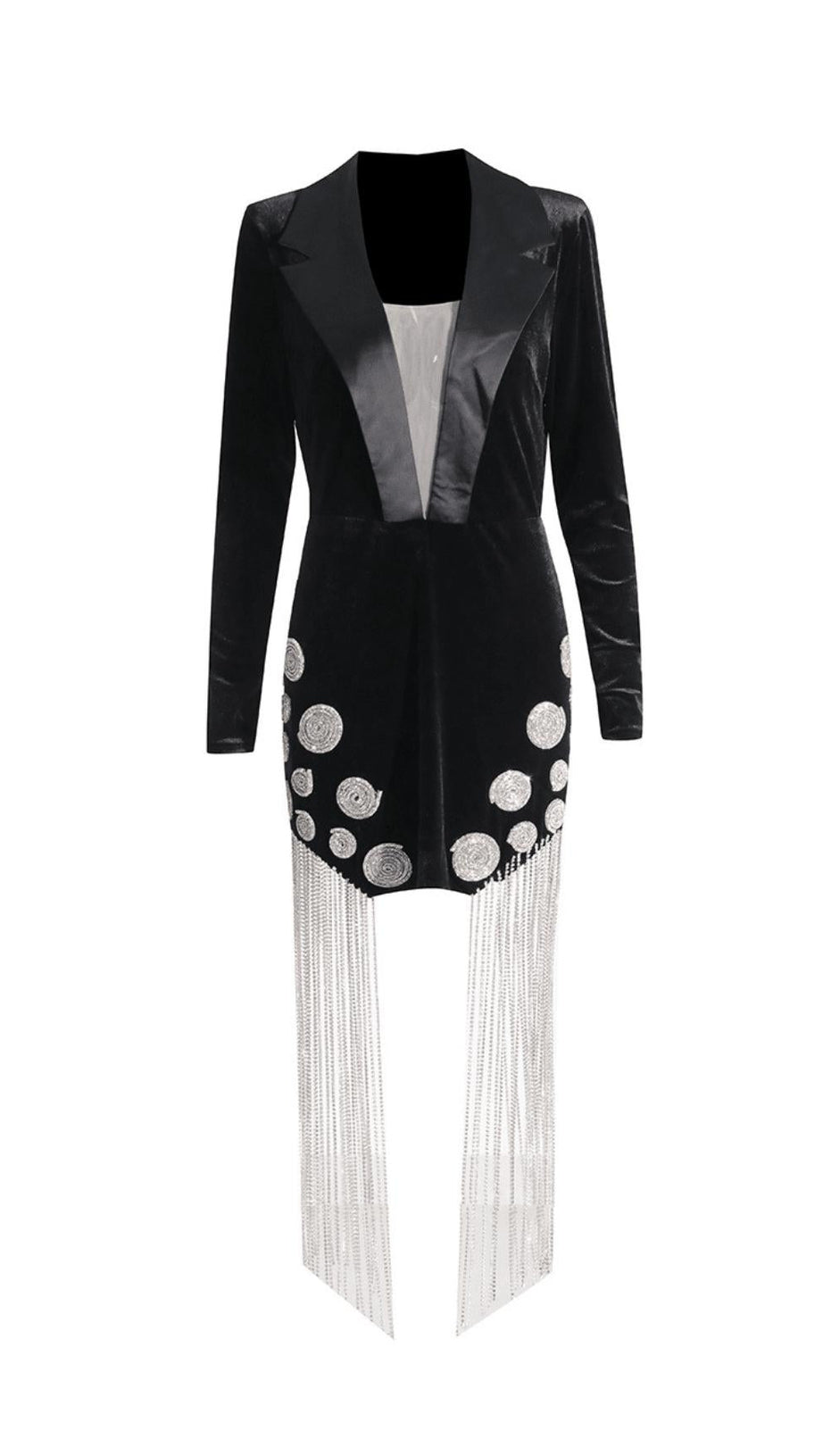 BLACK TUX VELVET DRESS