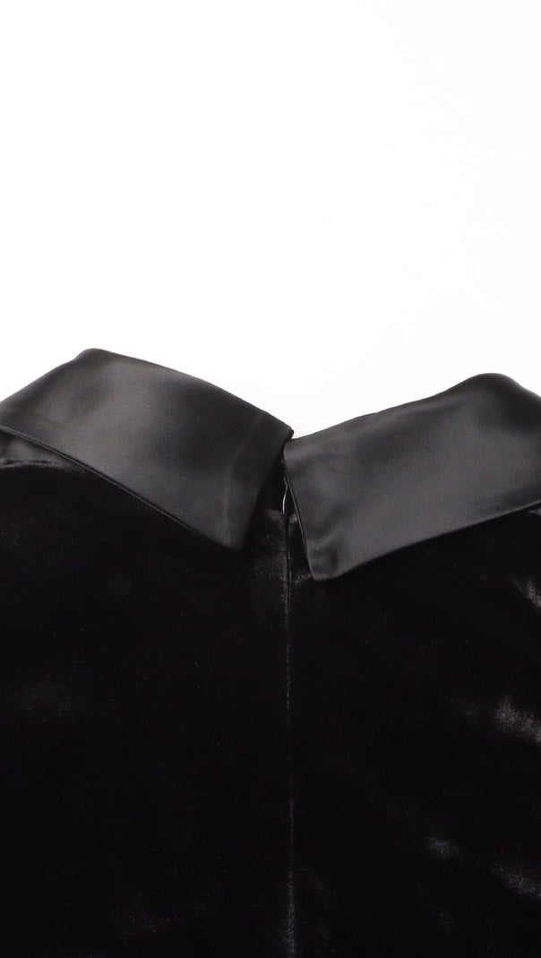 AIIZIE BLACK TUX VELVET DRESS - product image