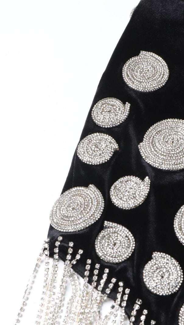 AIIZIE BLACK TUX VELVET DRESS - product image
