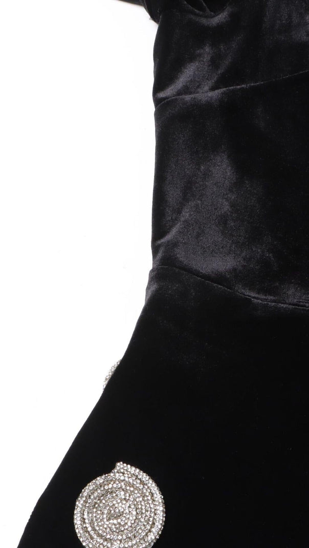 AIIZIE BLACK TUX VELVET DRESS - product image