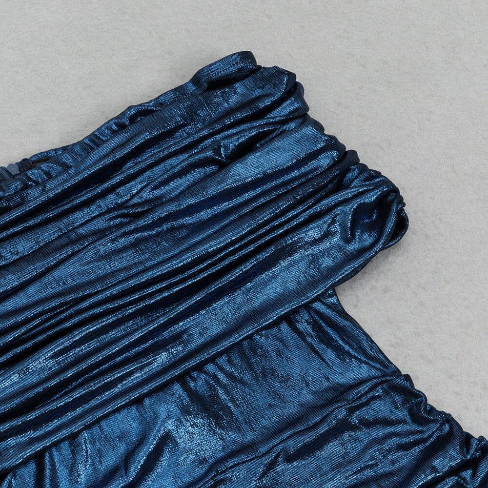 AIIZIE BLUE DRAPED OFF SHOULDER MAXI DRESS - product image