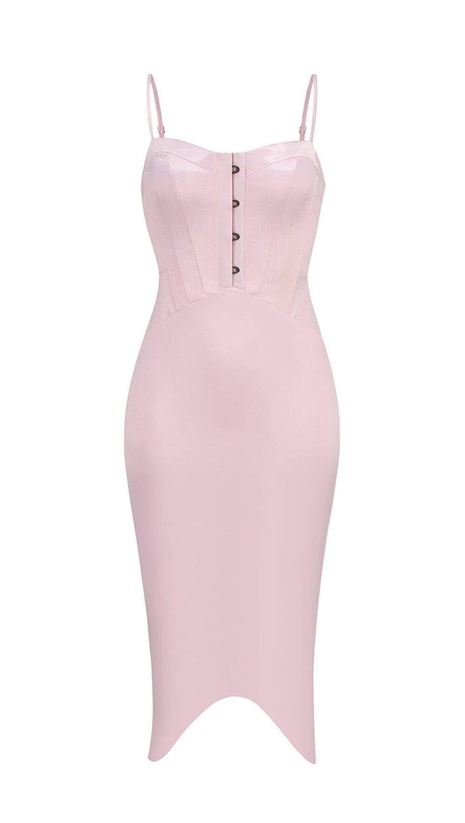 ABITO MIDI CON CORSETTO IN RASO PERVINCA ROSA