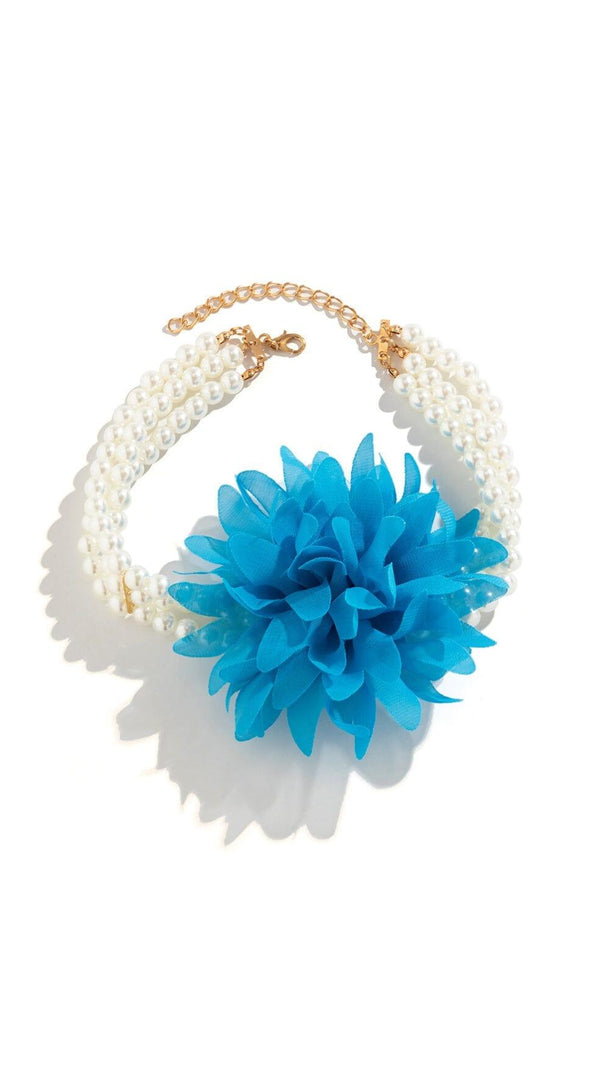 AIIZIE BLUE PEARL EMBELLISHED FLOWER CHOKER - product image