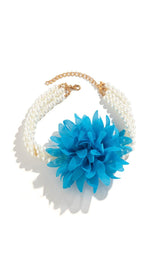 BLUE PEARL EMBELLISHED FLOWER CHOKER