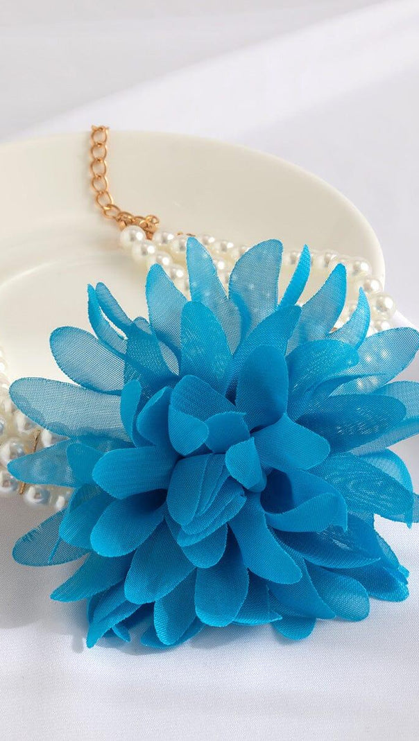 AIIZIE BLUE PEARL EMBELLISHED FLOWER CHOKER - product image