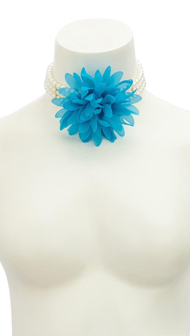 AIIZIE BLUE PEARL EMBELLISHED FLOWER CHOKER - product image