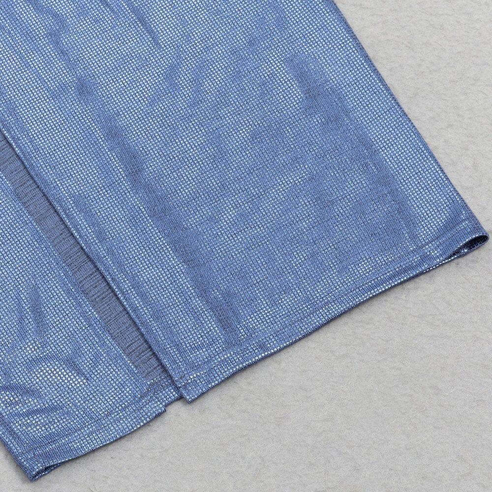 AIIZIE BLUE RUCHED SPLIT THIGH MAXI DRESS - product image
