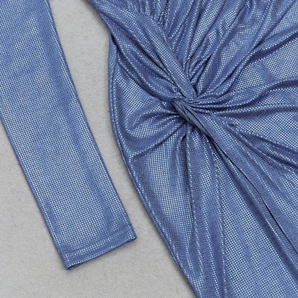 AIIZIE BLUE RUCHED SPLIT THIGH MAXI DRESS - product image