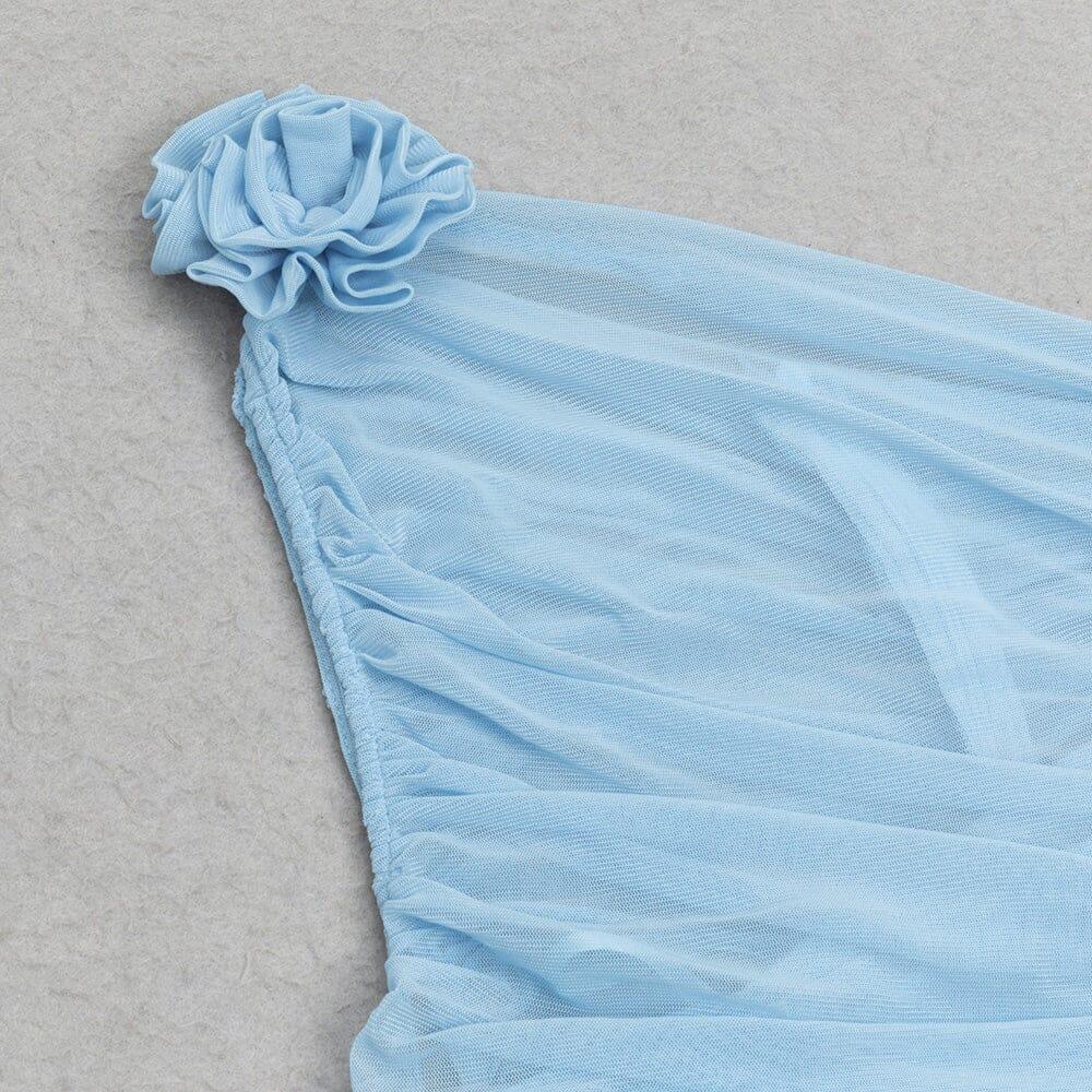 AIIZIE BLUE SLEEVELESS ONE-SHOULDER FLORAL MINI DRESS - product image