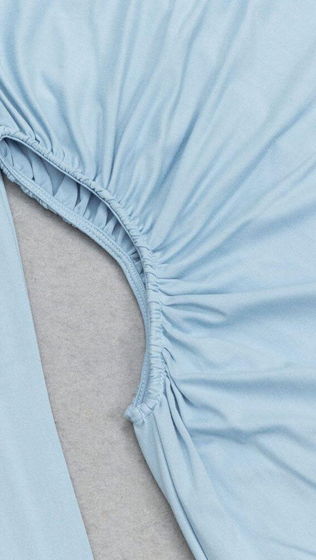 BLUE TURTLENECK LONG SLEEVES MAXI DRESS