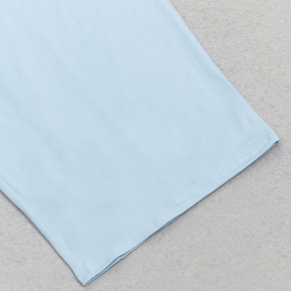 ABITO LUNGO A MANICHE LUNGHE CON COLLO ALTO BLU
