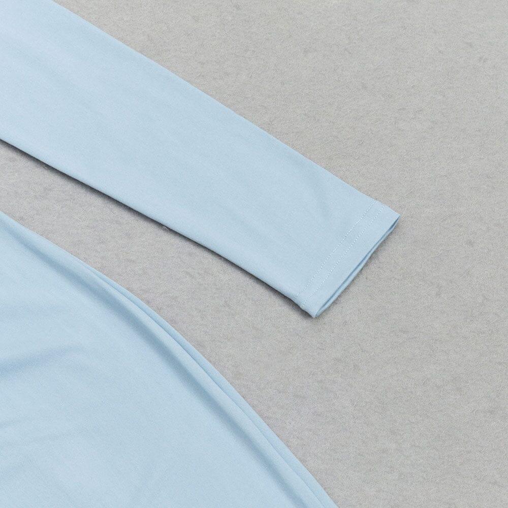 ABITO LUNGO A MANICHE LUNGHE CON COLLO ALTO BLU