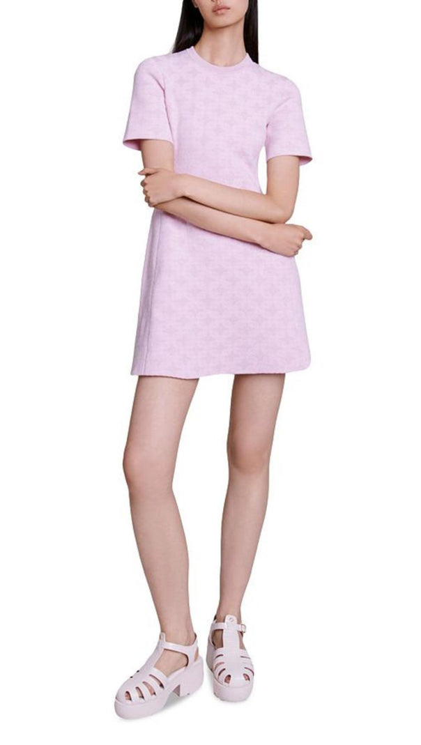Hellrosa Jacquardkleid 