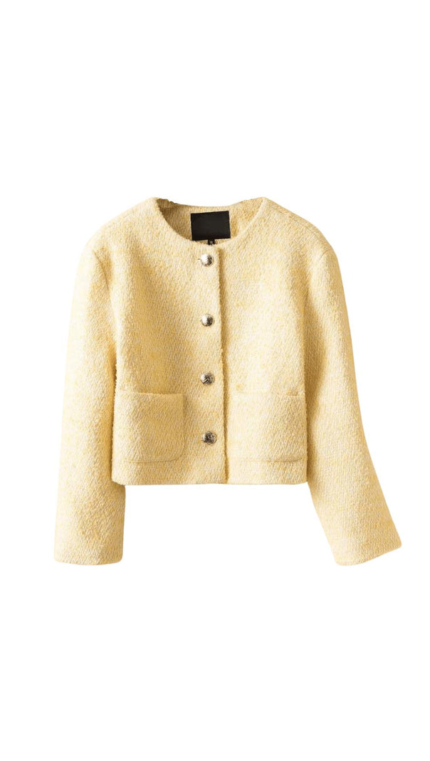 AIIZIE PALE YELLOW TWEED JACKET - product image