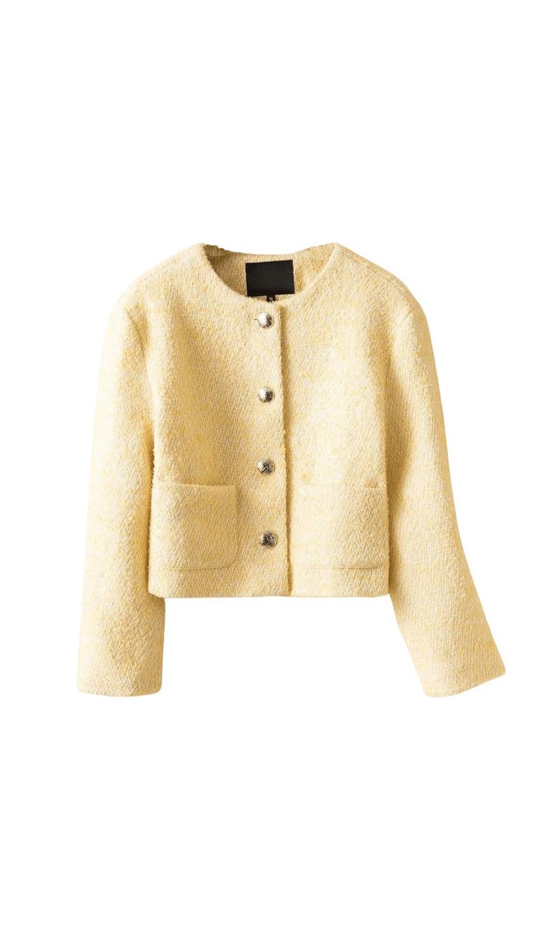 PALE YELLOW TWEED JACKET