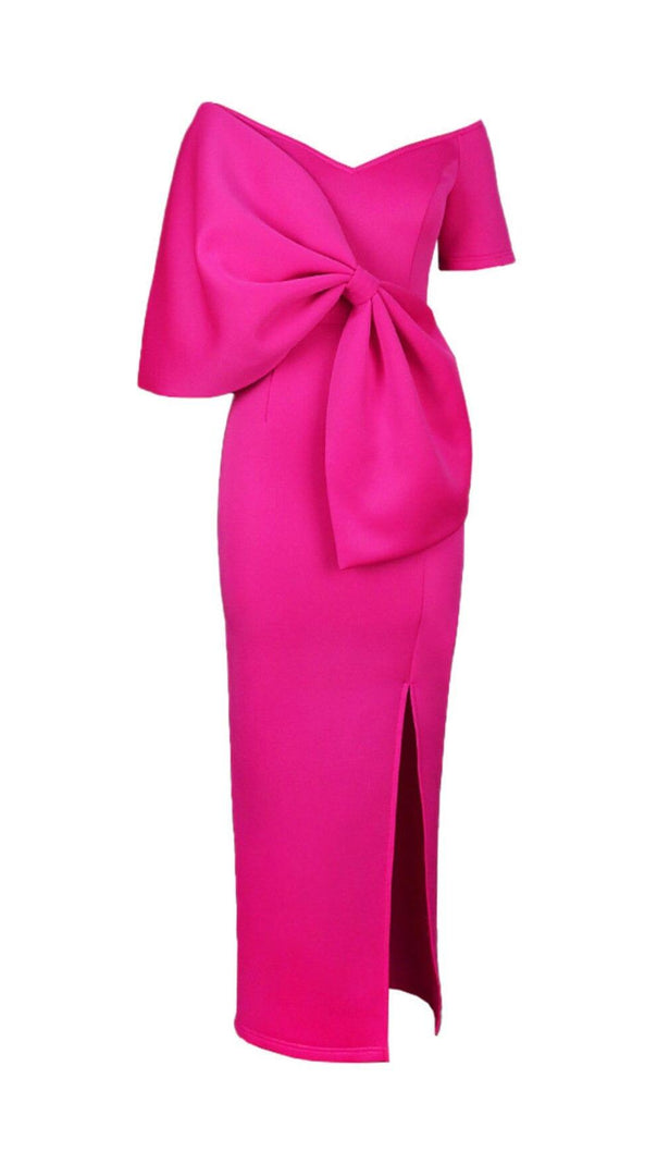 AIIZIE PINK BOW-KNOT MIDI DRESS - product image