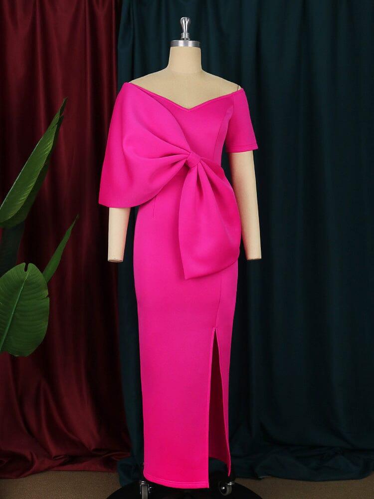 AIIZIE PINK BOW-KNOT MIDI DRESS - product image