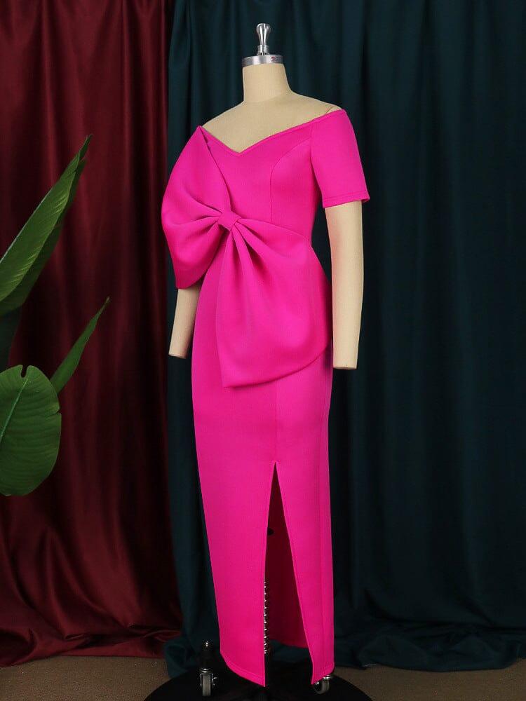 AIIZIE PINK BOW-KNOT MIDI DRESS - product image