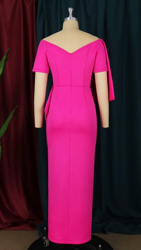 PINK BOW-KNOT MIDI DRESS