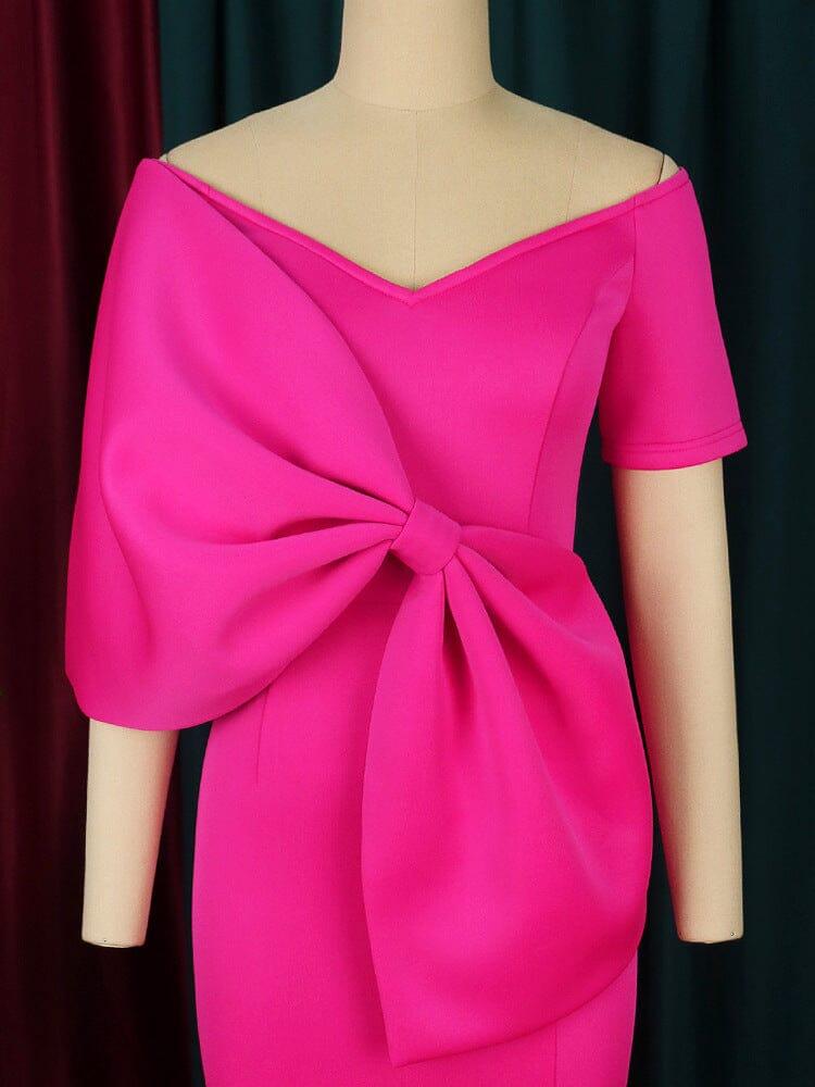 AIIZIE PINK BOW-KNOT MIDI DRESS - product image