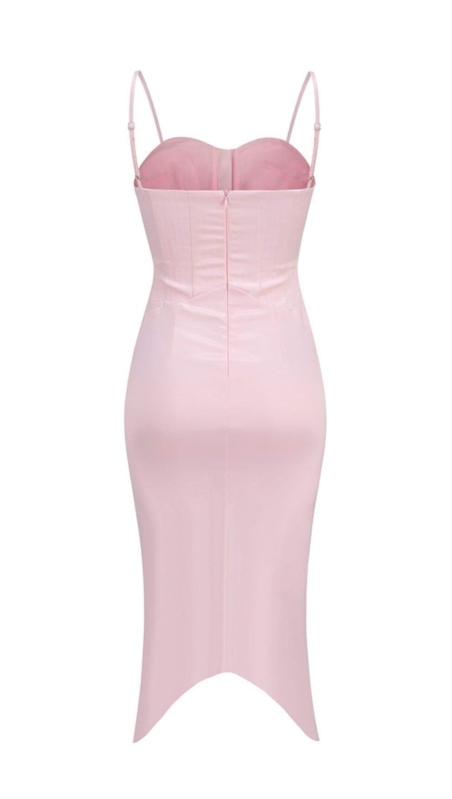 Periwinkle Satin Korsett MIDI-Kleid in Pink