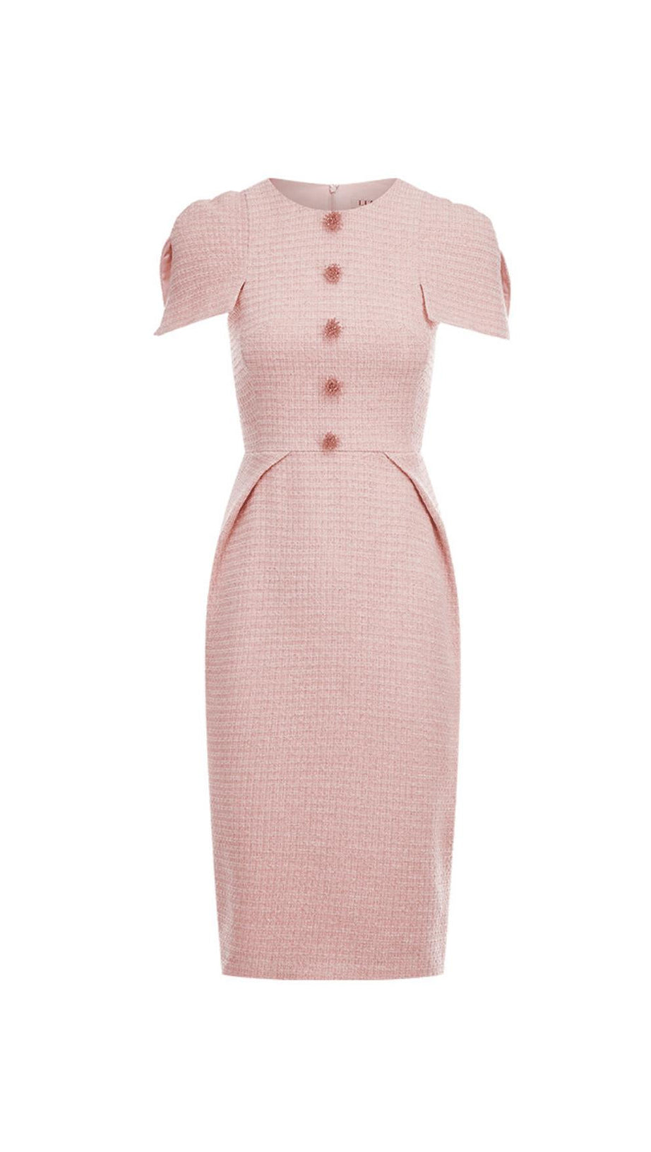 PINK TWEEDS BODYCON MIDI DRESS