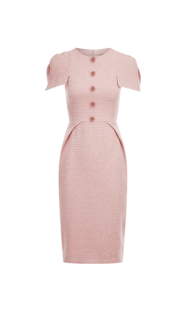 PINK TWEEDS BODYCON MIDI DRESS