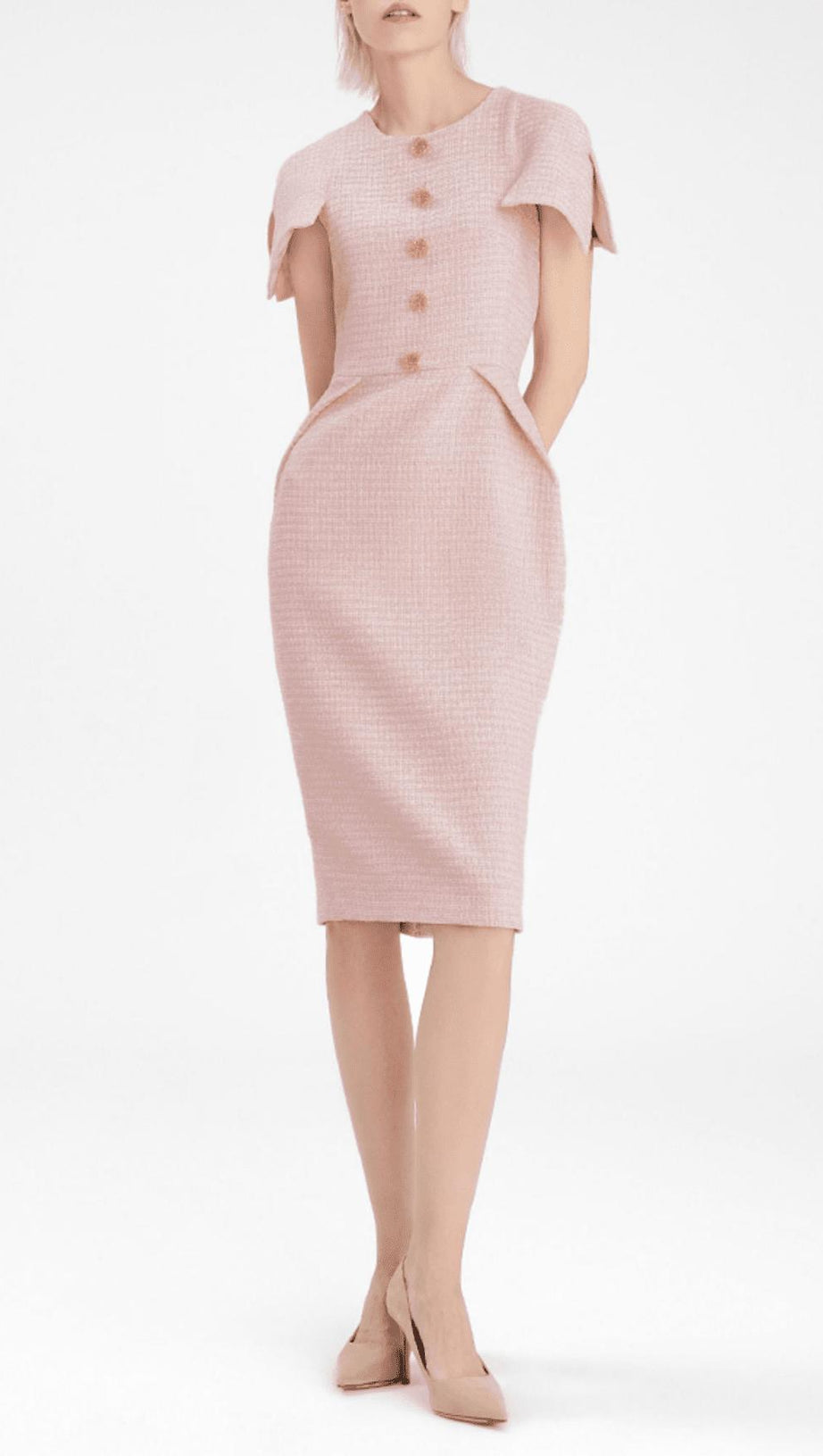 PINK TWEEDS BODYCON MIDI DRESS