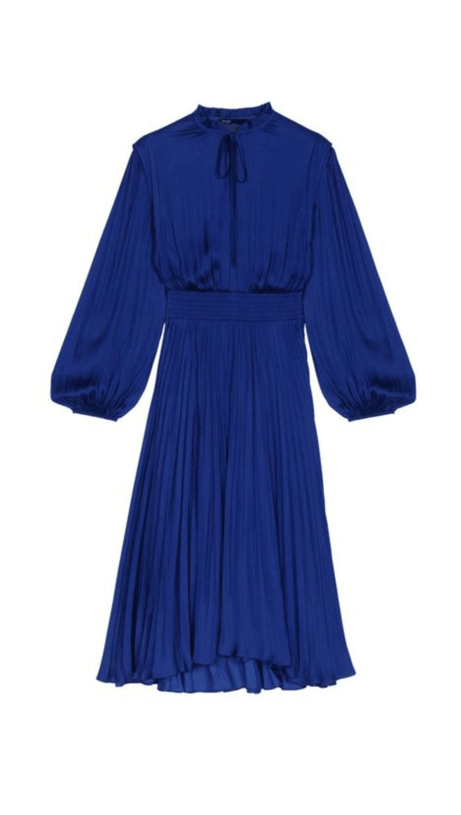 PLEATED SATINY MIDI DRESS