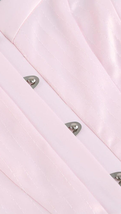 Periwinkle Satin Korsett MIDI-Kleid in Pink