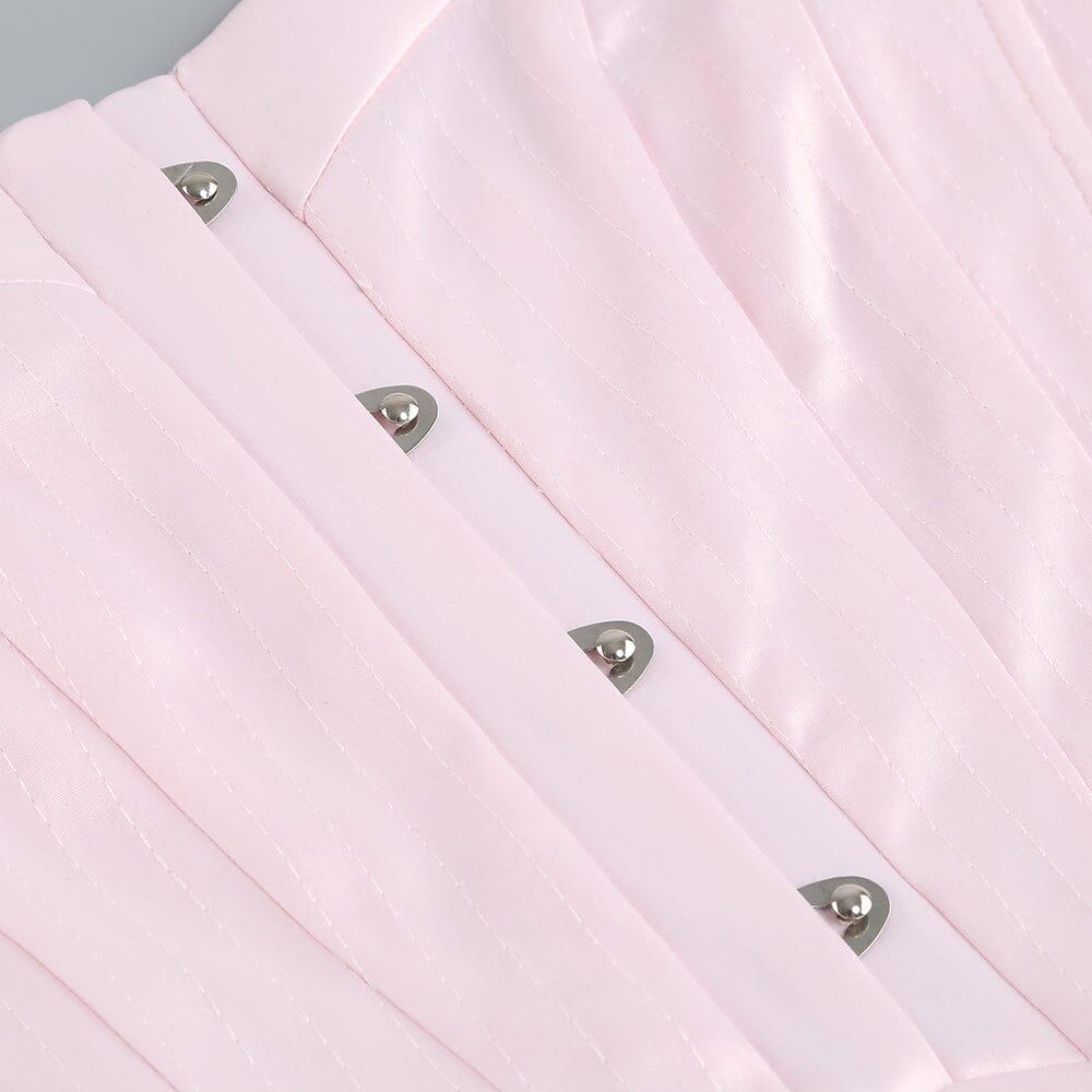 AIIZIE PERIWINKLE SATIN CORSET MIDI DRESS IN PINK - product image