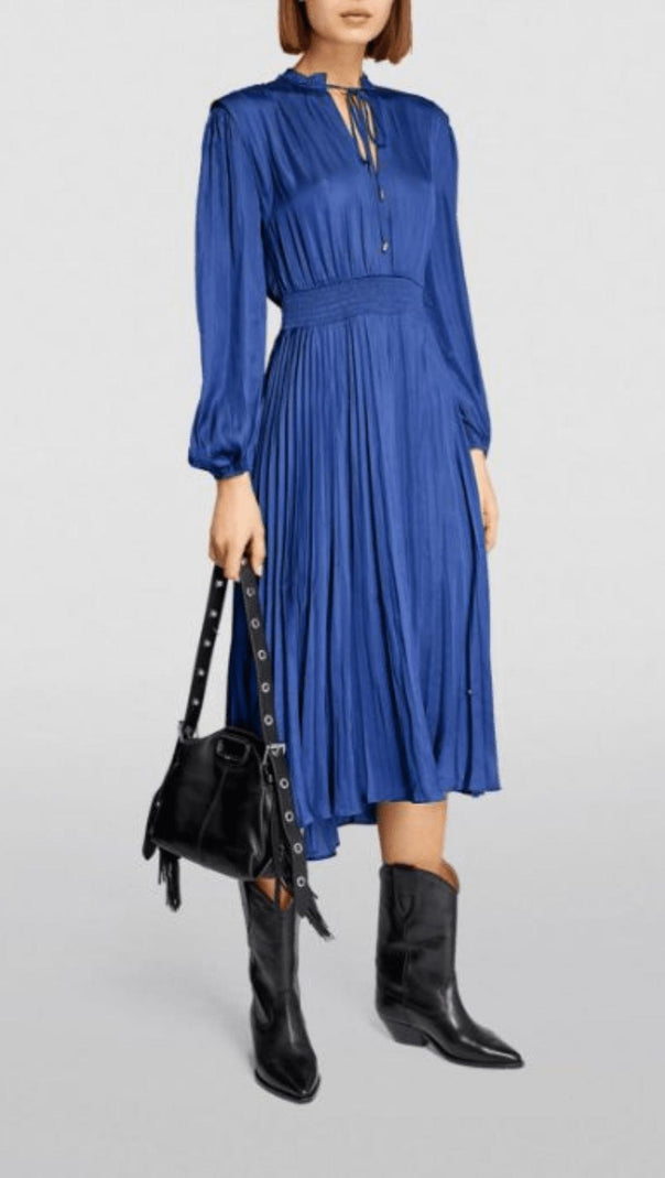 AIIZIE PLEATED SATINY MIDI DRESS - product image