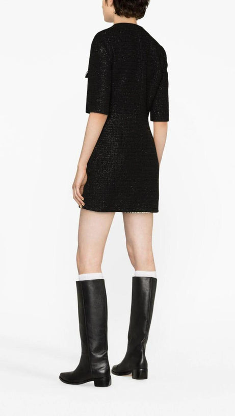 POCKET-EMBELLISHED COTTON-BLEND MINI DRESS