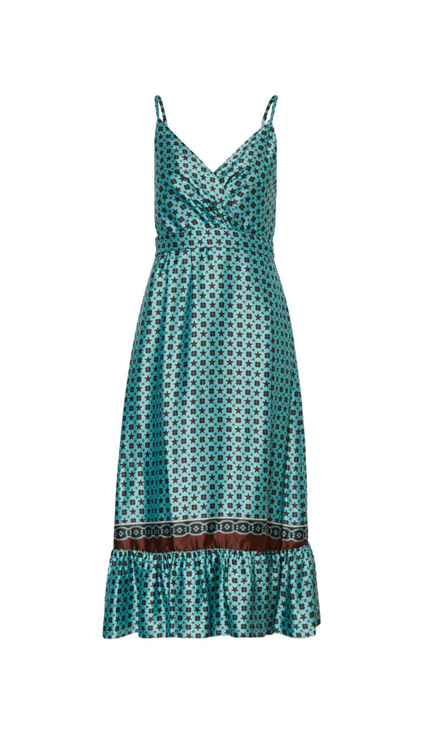 AIIZIE PRINTED SATIN SLEEVELESS MIDI DRESS - product image
