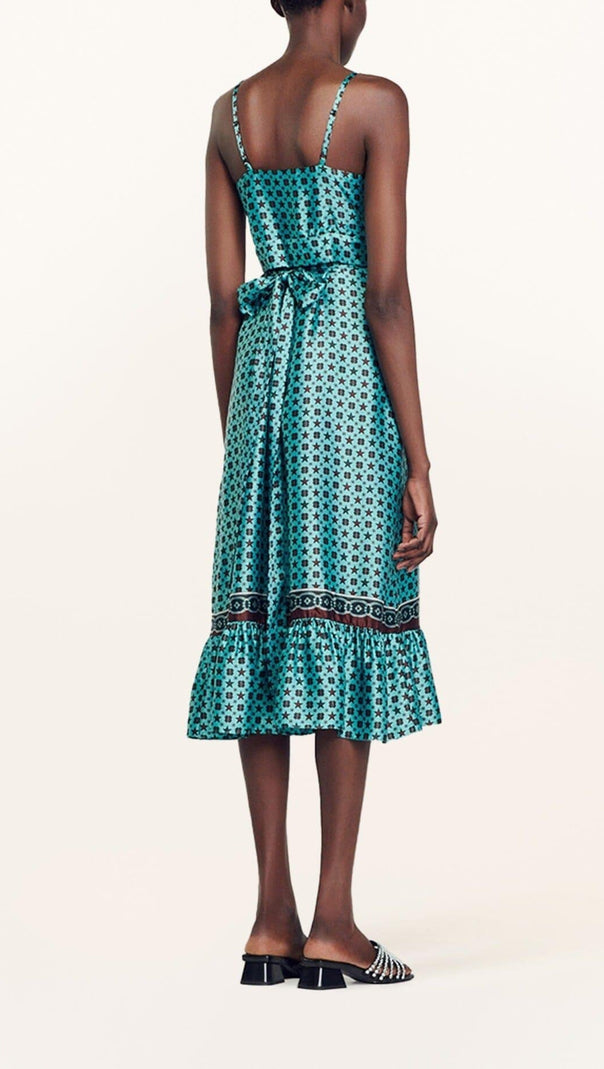 AIIZIE PRINTED SATIN SLEEVELESS MIDI DRESS - product image