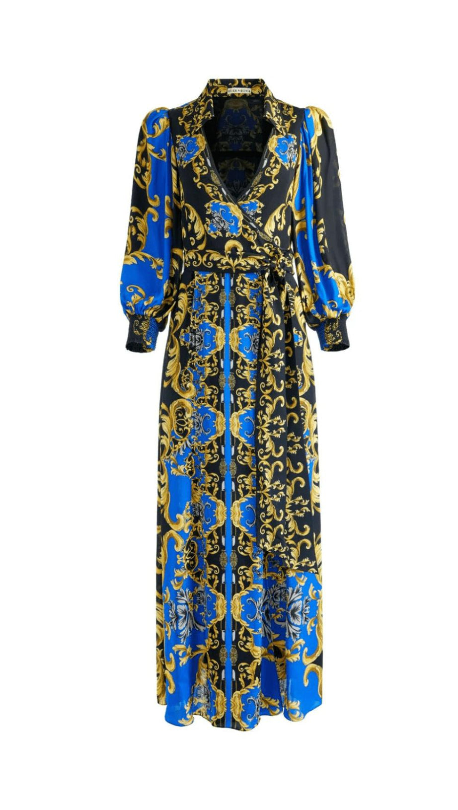 Bedrucktes Wickel-Maxi-Hemdblusenkleid 