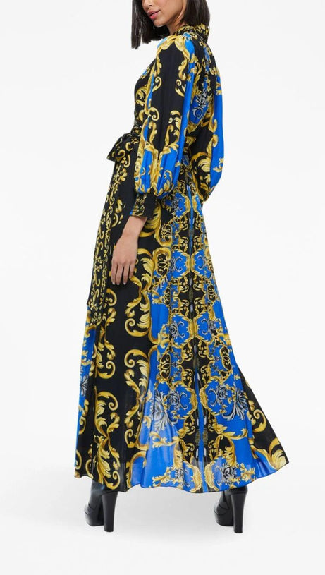 Bedrucktes Wickel-Maxi-Hemdblusenkleid 