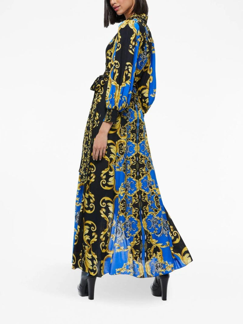 PRINTED WRAP MAXI SHIRT DRESS