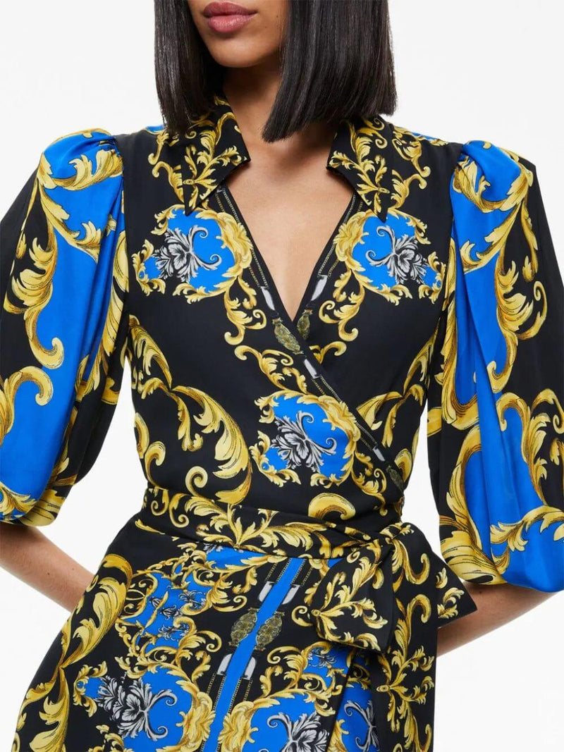 PRINTED WRAP MAXI SHIRT DRESS